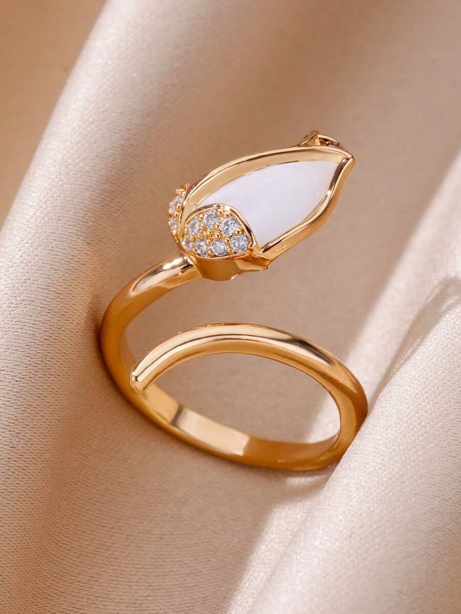 Anillo Tulipan blanco +Caja REGALO