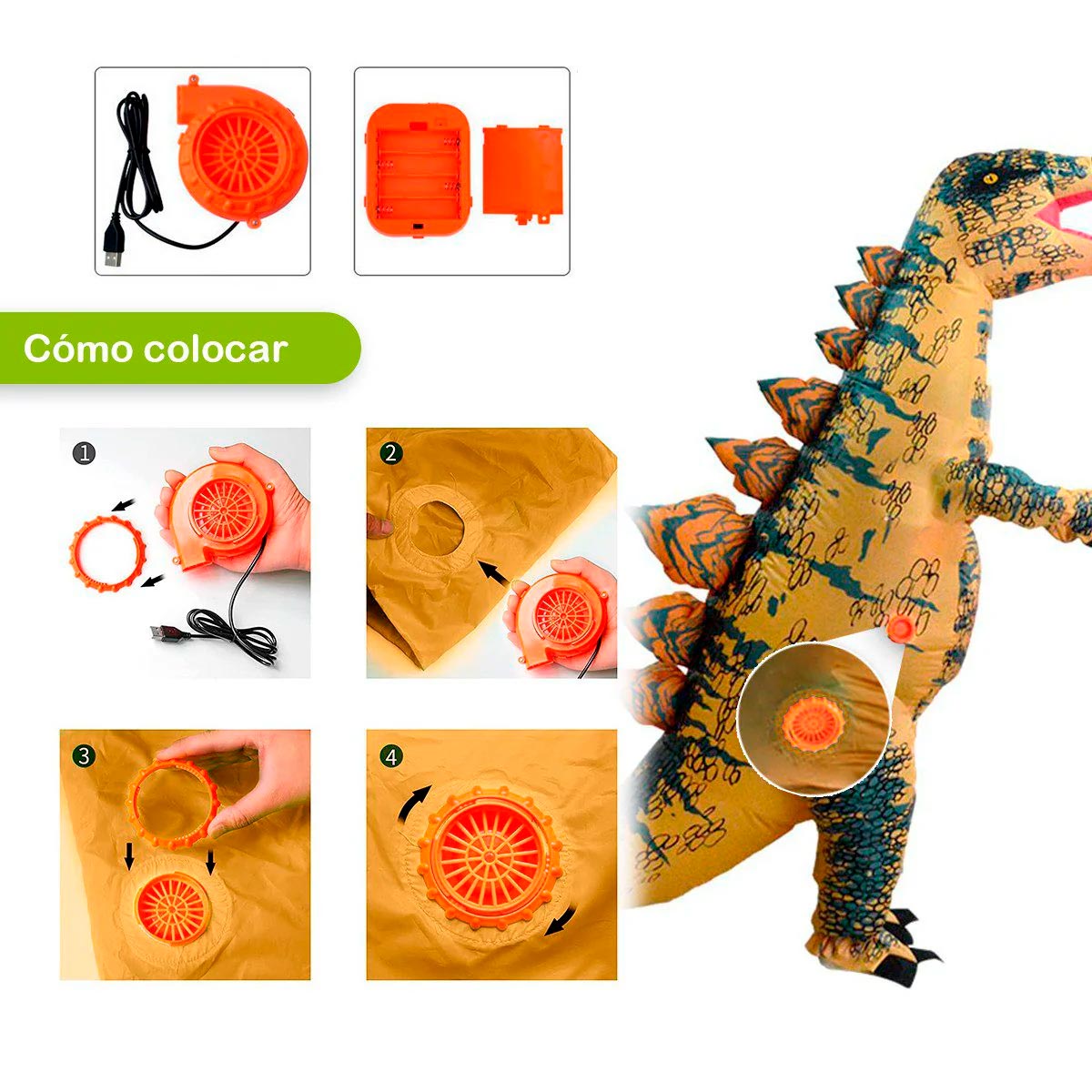 Disfraz Inflable De Dinosaurio.