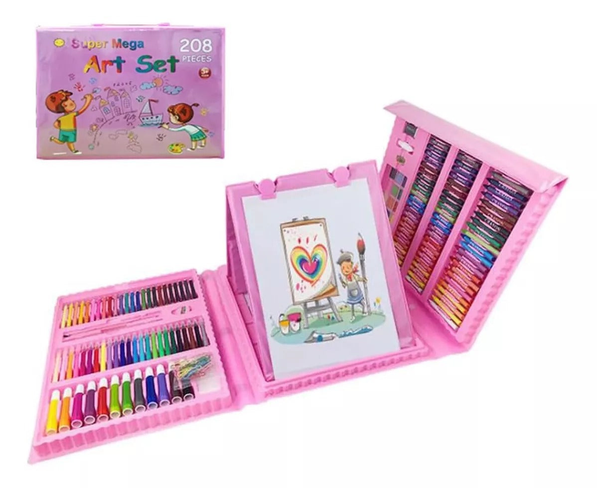 KIT DE ARTE 208 PC COLOR ROSADO