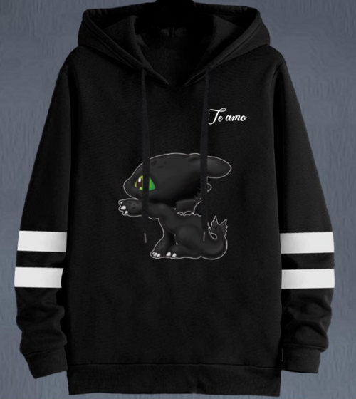 Buzo Buso Hoodie Chimuelo Negro lineas