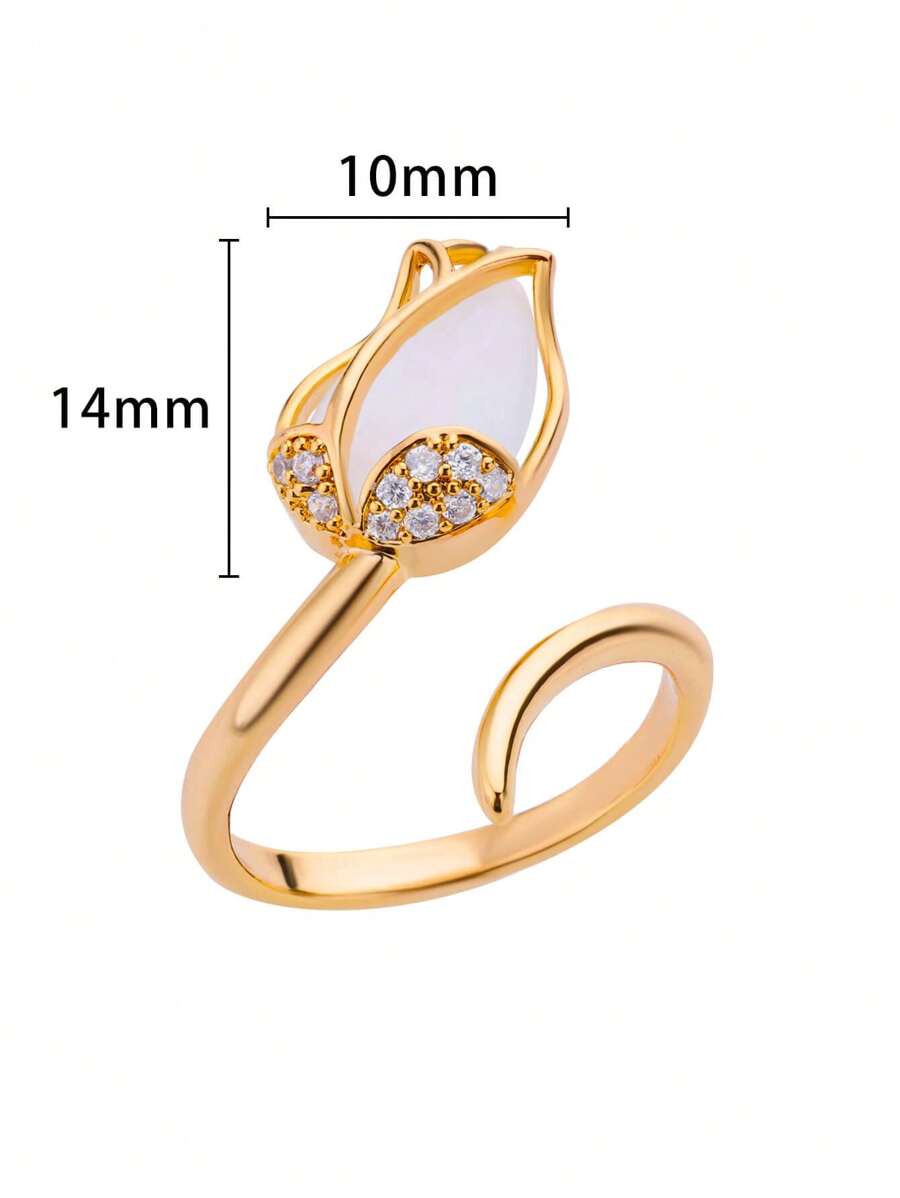 Anillo Tulipan blanco +Caja REGALO