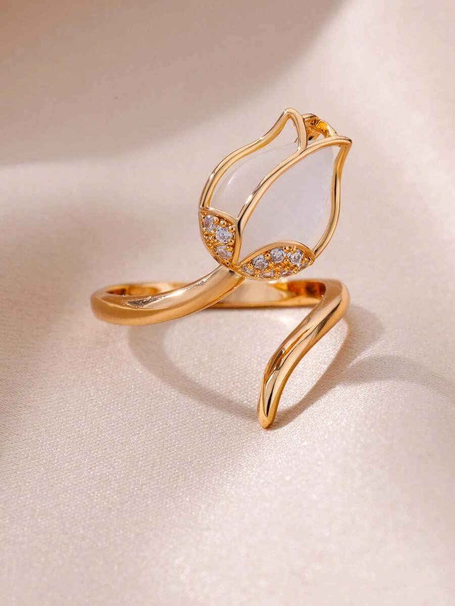 Anillo Tulipan blanco +Caja REGALO
