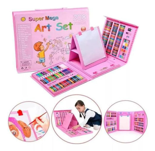 KIT DE ARTE 208 PC COLOR ROSADO